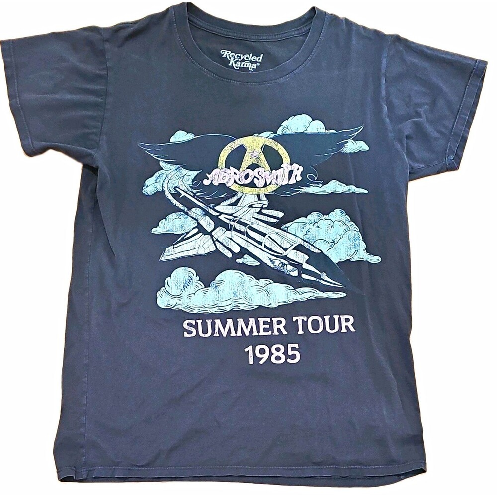 Recycled Karma Aerosmith Summer Tour 1985 Double-Sided Vintage "Style" Tee XS